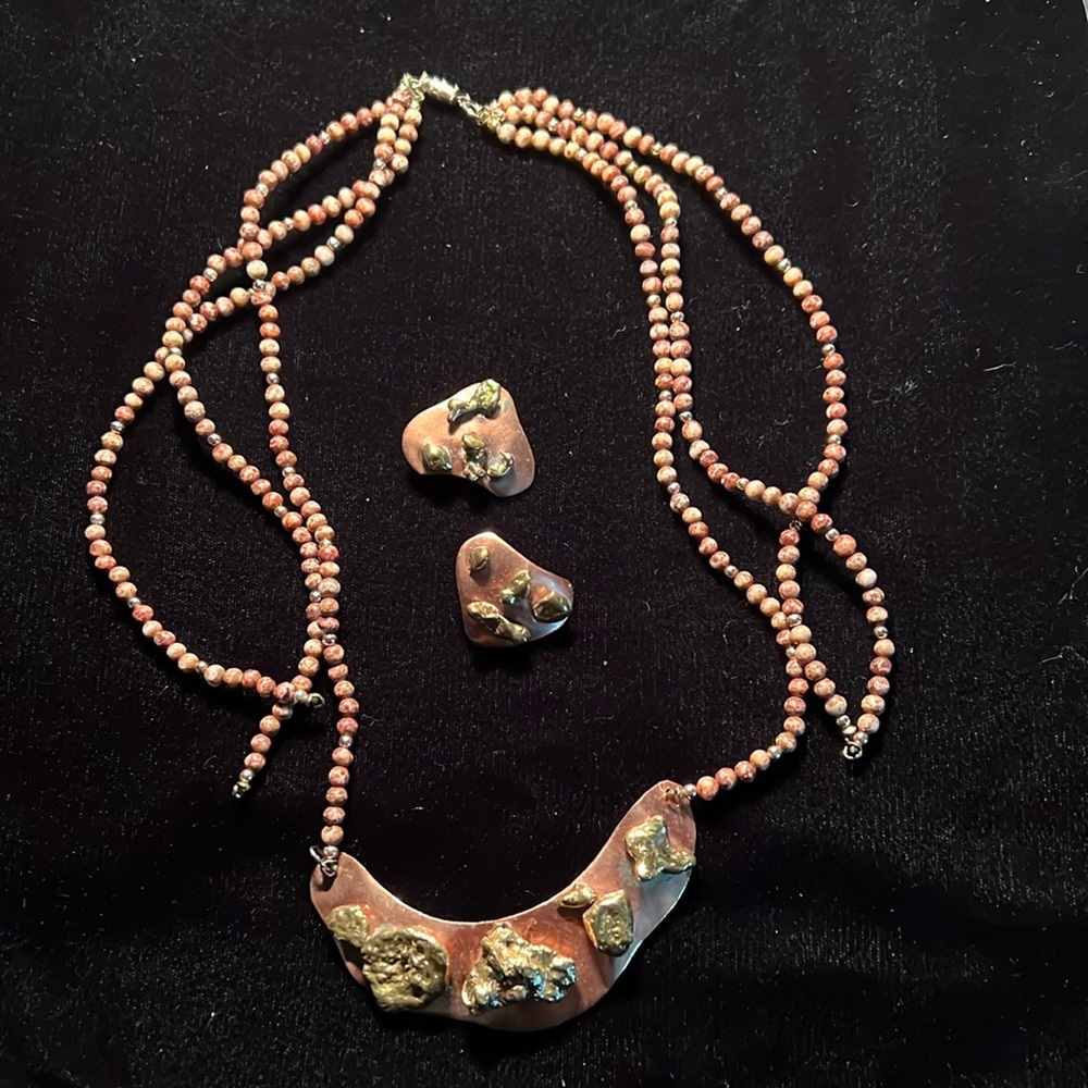 Copper necklace with matching earrings